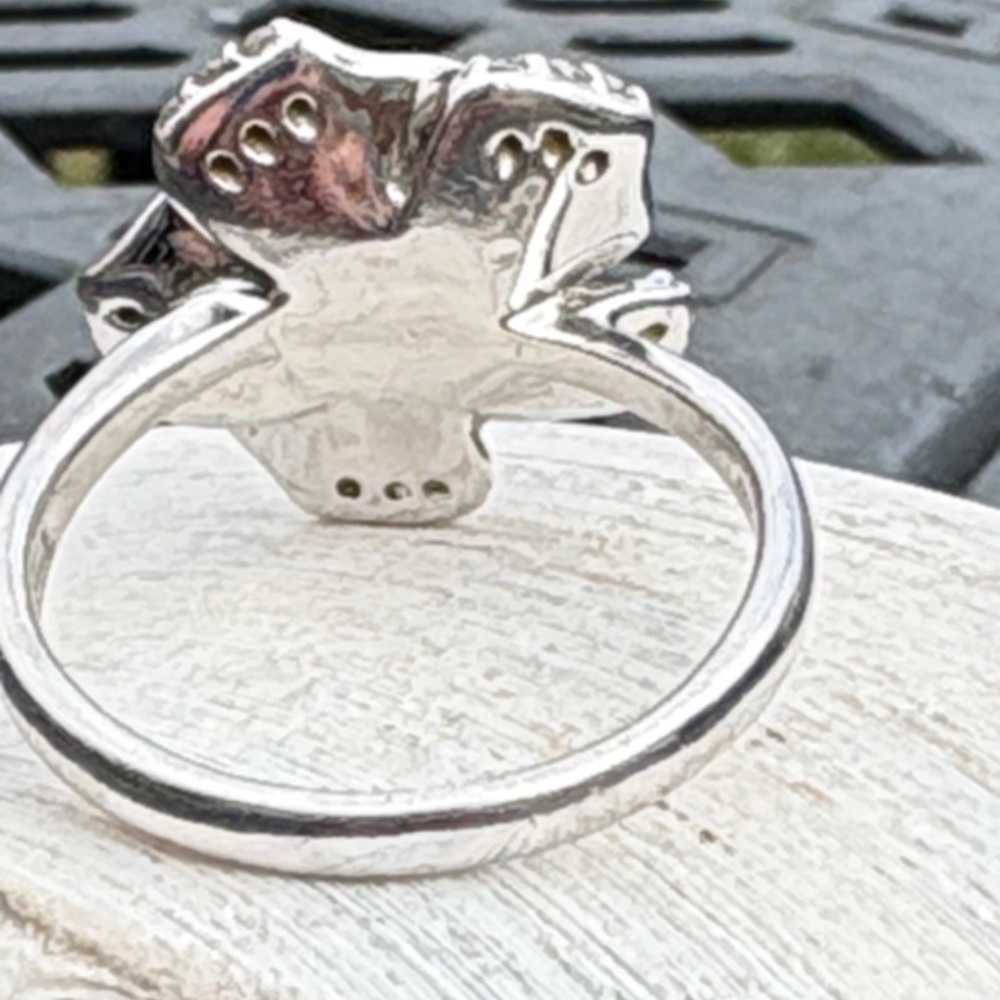 Sterling Silver Simulated Diamond Cubic Zirconia Flower Rose Ring Size 10 Bold - Picture 11 of 13